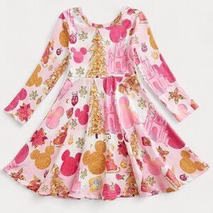 Golden Minnie Mouse Girls Twirl Dress